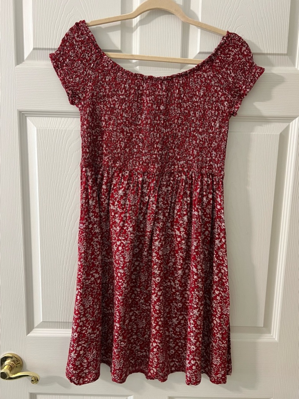 Red Floral Smocked Mini Dress